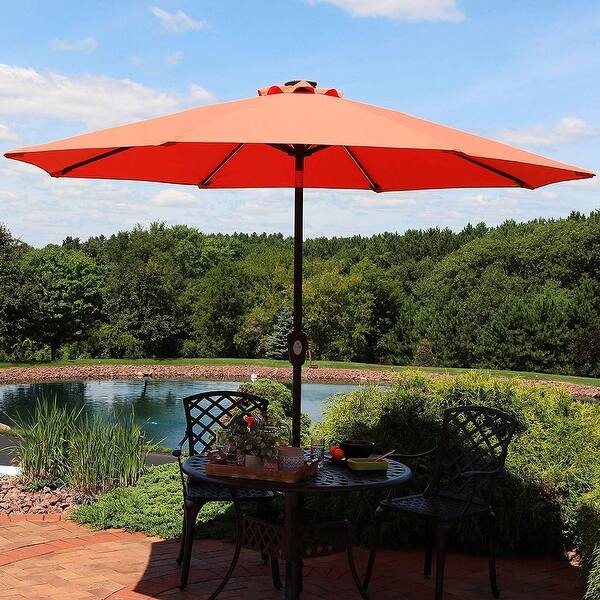 Shop Black Friday Deals On Patio Umbrella 9 Ft Aluminum Outdoor Table Market Umbrellas With Push Button Tilt And Crank Safety Bolt 8 Ribs Overstock 24088110