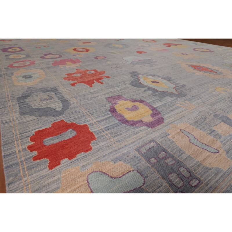 Vegetable Dye Oushak Turkish Large Area Rug Handmade Wool Carpet - 12'5"x 14'9"