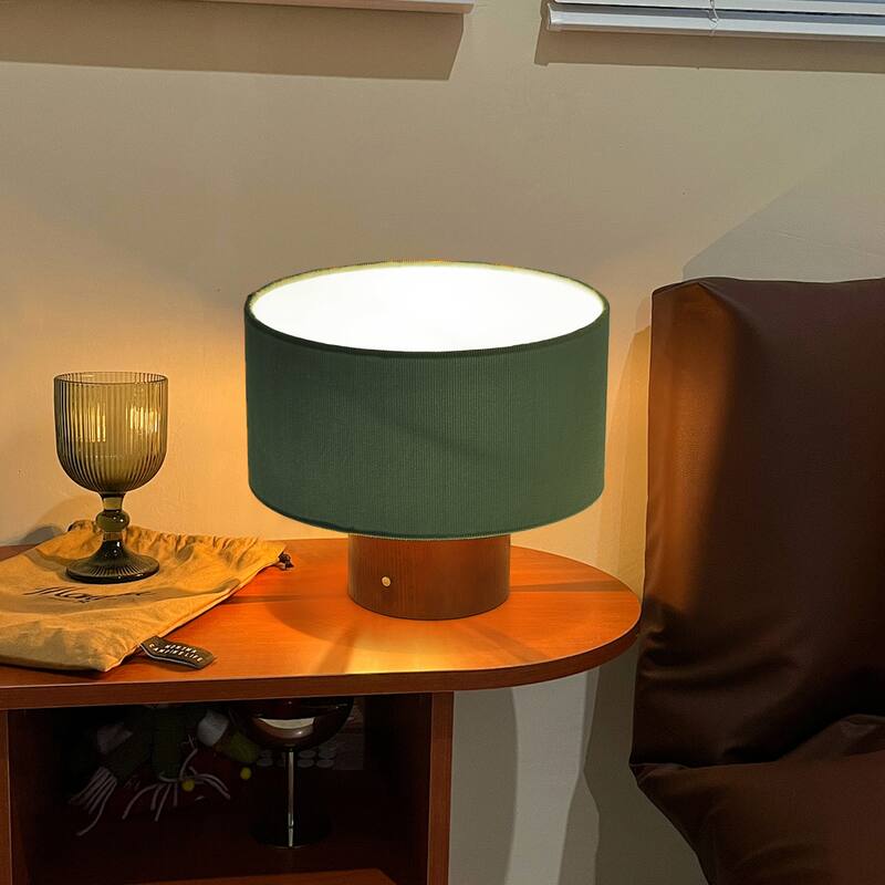 10 in. Modern Small Table Lamp with Corduroy Shade and Touch Switch for Kid Room, Living Room