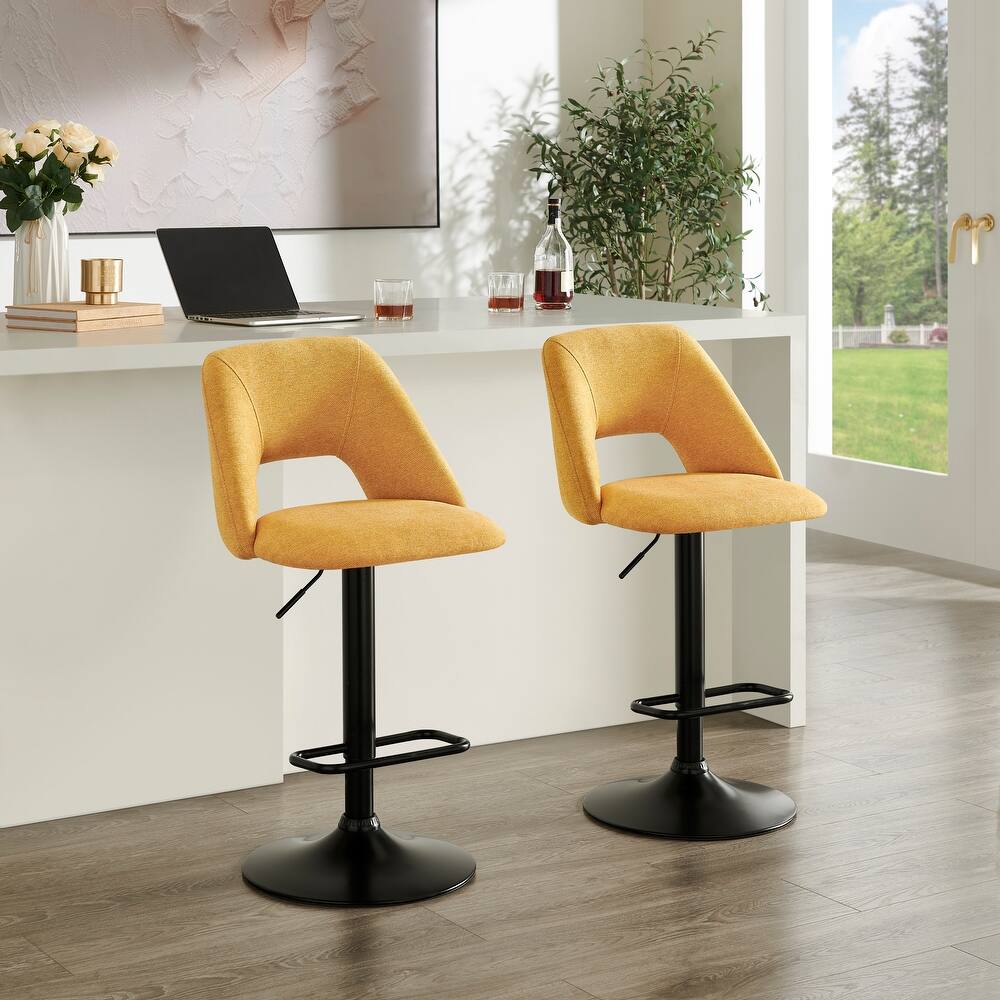 Roundhill Furniture Nuvia Contemporary Adjustable Barstool with Upholstered Swivel Seats, Set of 2