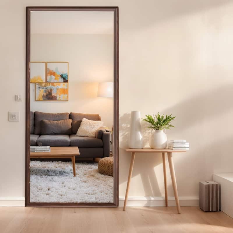 70*32 inch full-body floor mirror with Artificial wood frame, elegant design and durability - Antique brown