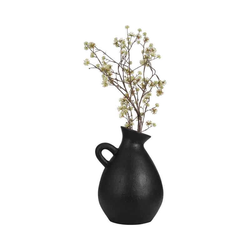 Sagebrook Home Terracotta, 19" Unique Jug With Handle, Round, Textured, Serenity/Mysterious, Ideal gift