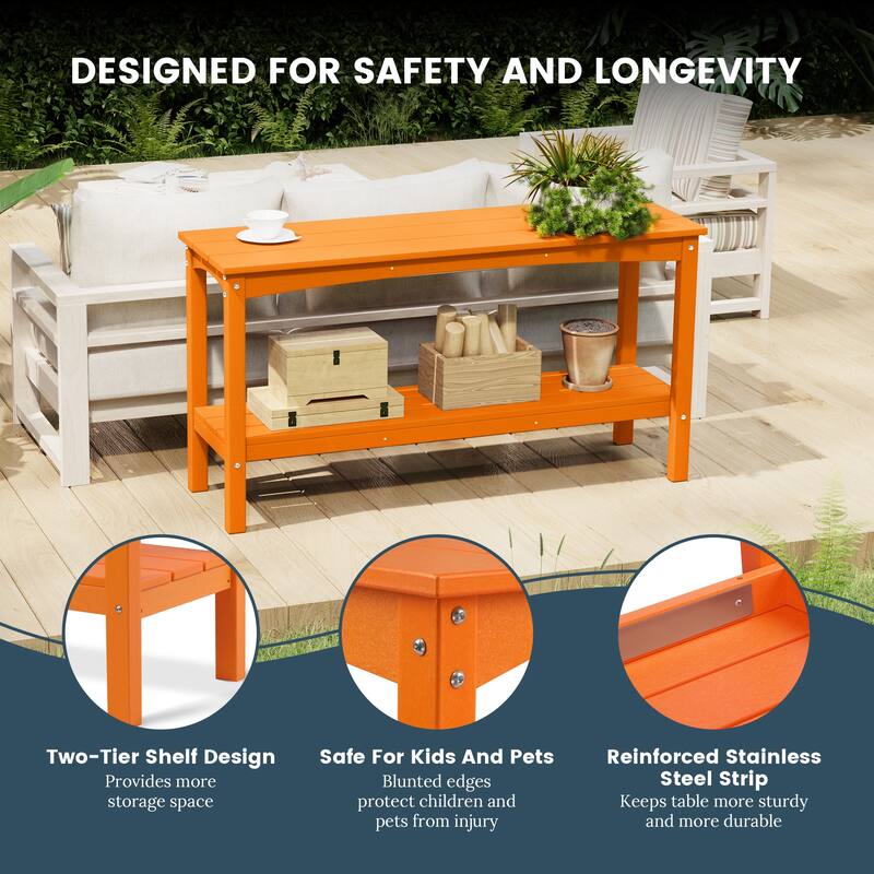 Laguna Hdpe All Weather Outdoor Patio Two Shelf Table
