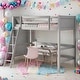 preview thumbnail 14 of 36, Twin Size Loft Bed With Ladder and Solid Construction for Home Grey