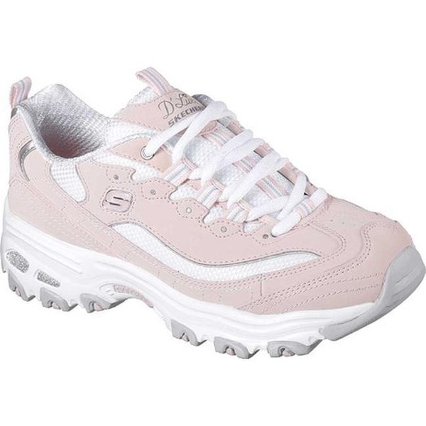 pink and white skechers