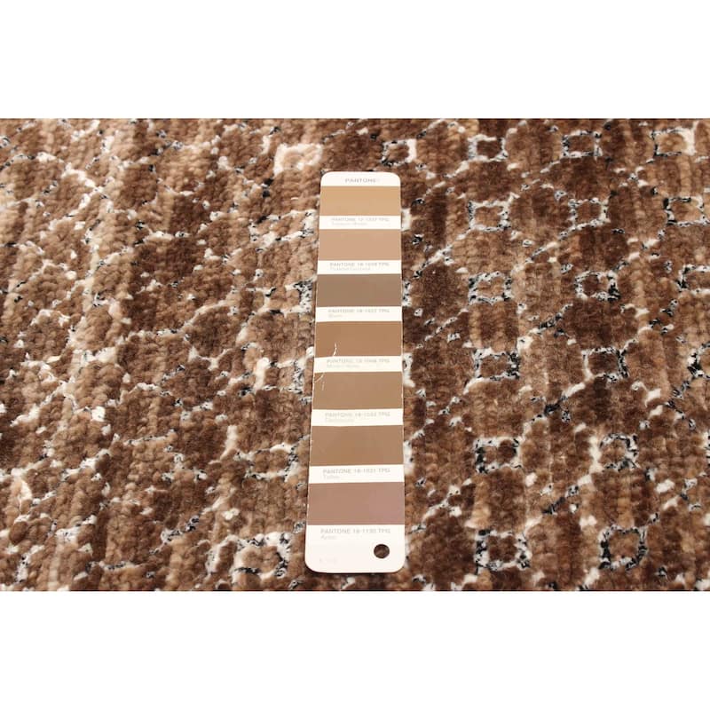 ECARPETGALLERY Hand-knotted Silk Shadow Brown Silk, Wool Rug - 4' 1" x 4' 11"