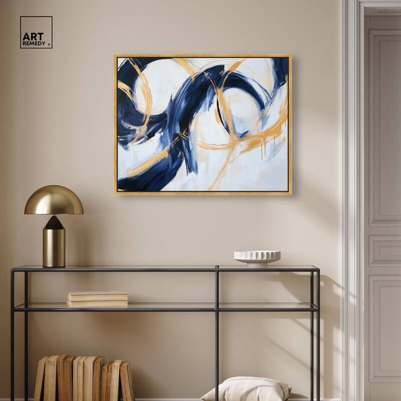 Navy and Gold Rings I Canvas by Art Remedy