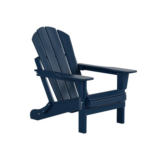 Laguna Folding Poly Eco-Friendly All Weather Outdoor Adirondack Chair - Navy Blue