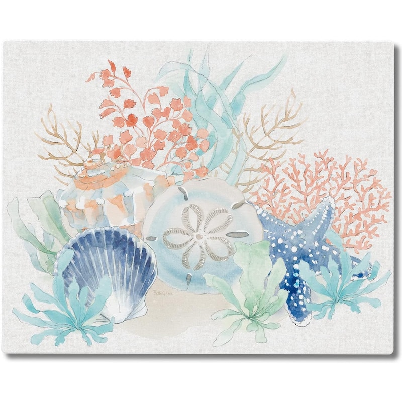 Seaside 3mm Heat Tolerant Tempered Glass Cutting Board 15” x 12” Manufactured in the USA Dishwasher Safe - Multi