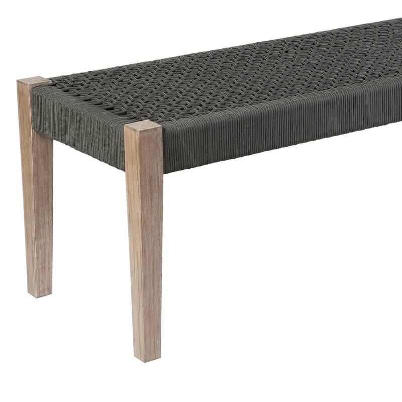 Camino 71" Solid Wood and Rope Indoor Outdoor Dining Bench
