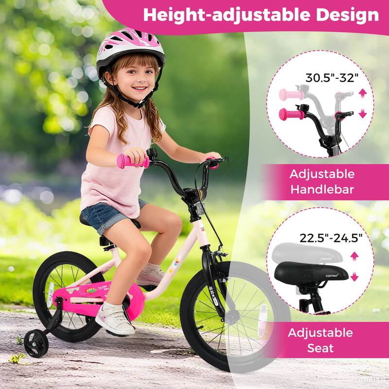 Costway 12-Inch Kids Bicycle with Adjustable Seat Front Handbrake & - See Details
