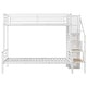preview thumbnail 13 of 13, Metal Bed Frame Twin over Full Size Bunk Bed with Storage Staircase, Open Wardrobe and Full-Length Guardrail for Bedroom