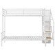 preview thumbnail 7 of 5, White Metal Twin over Full Bunk Bed Frame with Built-in Open Wardrobe, Storage Staircase and Guardrails for Kids, Teens