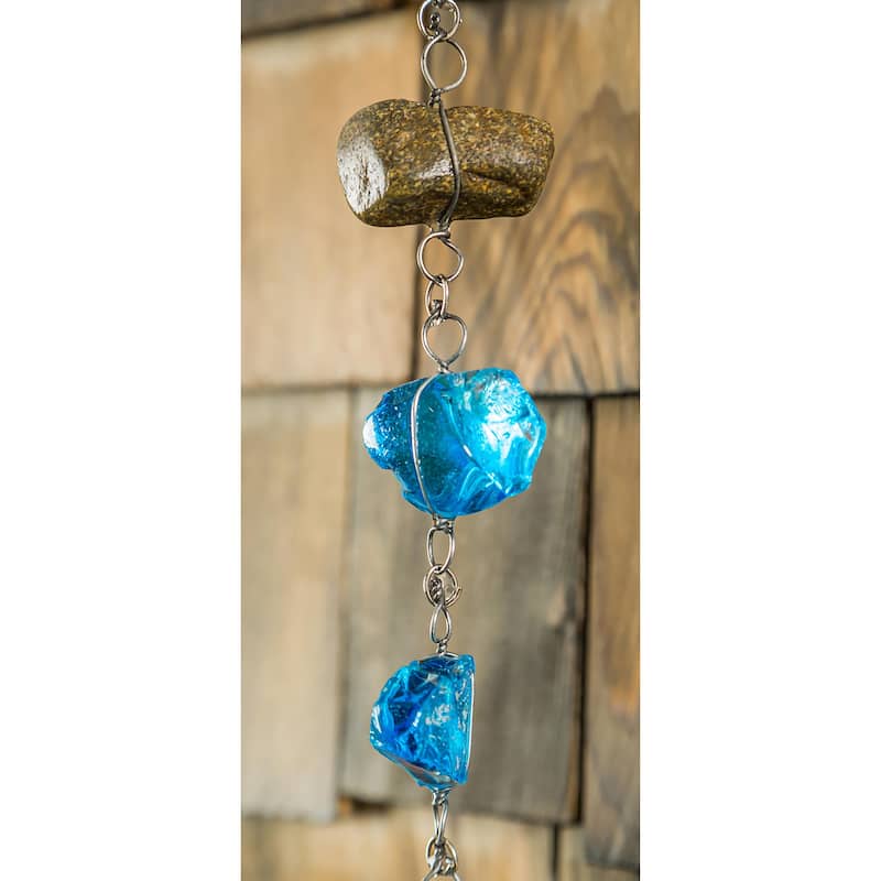 71" Blue Glass Rain Chain