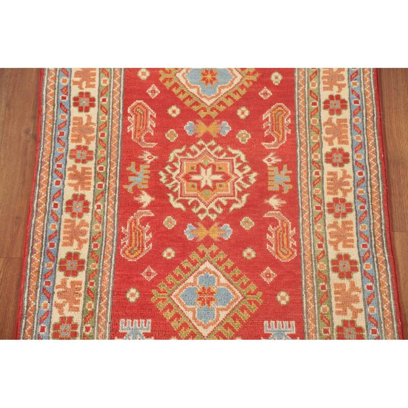 Kazak Oriental Accent Rug Handmade Red Wool Carpet - 2'7"x 4'2"