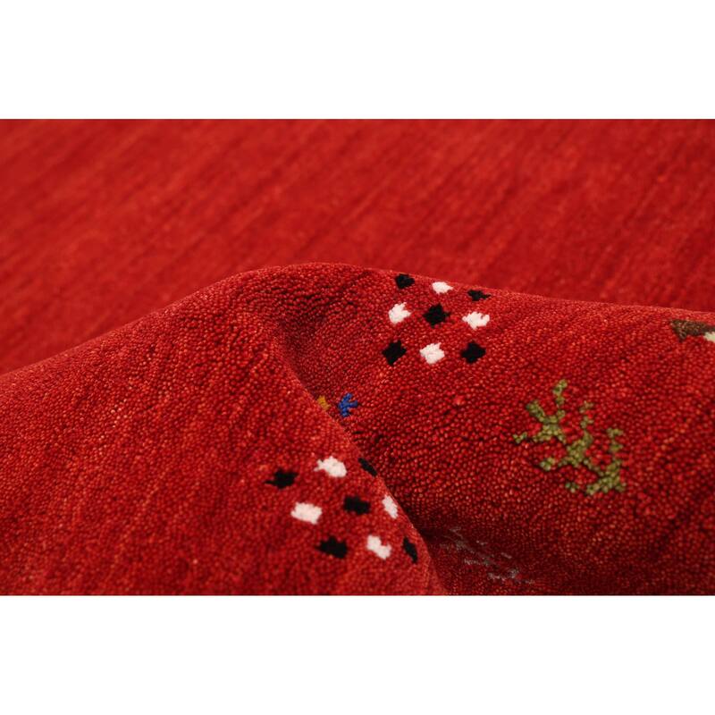 ECARPETGALLERY Hand Loomed Kashkuli Gabbeh Red Wool Rug - 4'11 x 7'9