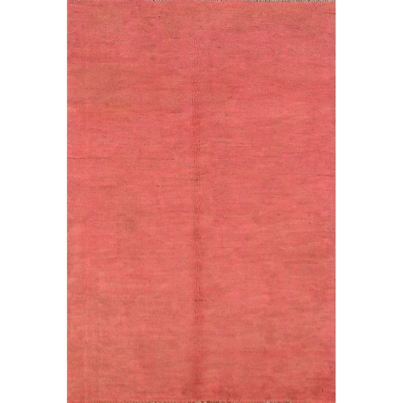 Pink Gabbeh Modern Rug Handmade Solid Wool Carpet - 2'8" x 4'1"