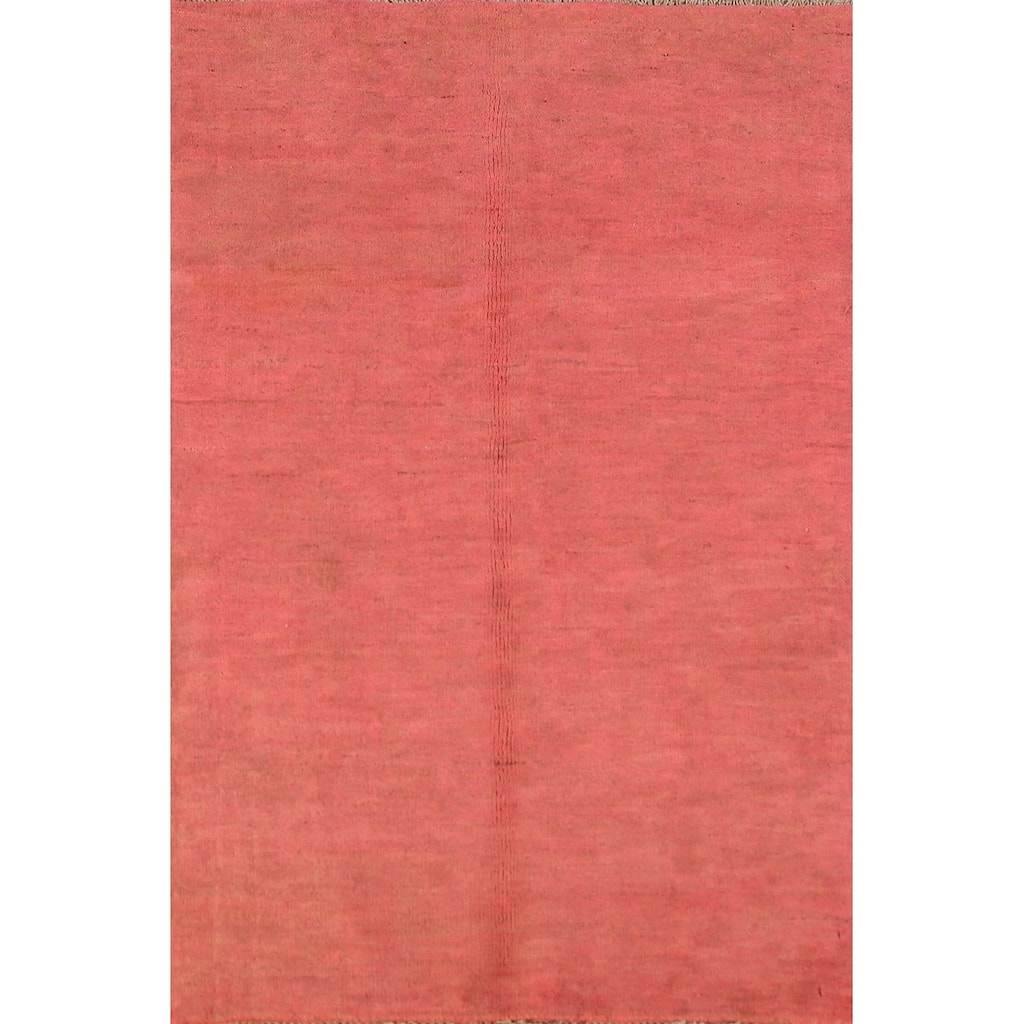 Pink Gabbeh Modern Rug Handmade Solid Wool Carpet - 2'8" x 4'1"