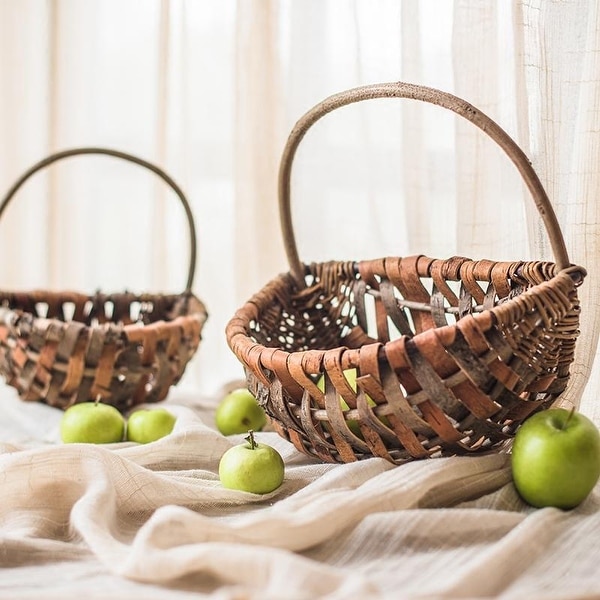 RusticReach Natural Tree Bark Basket with Carry Handle (Set of 2)