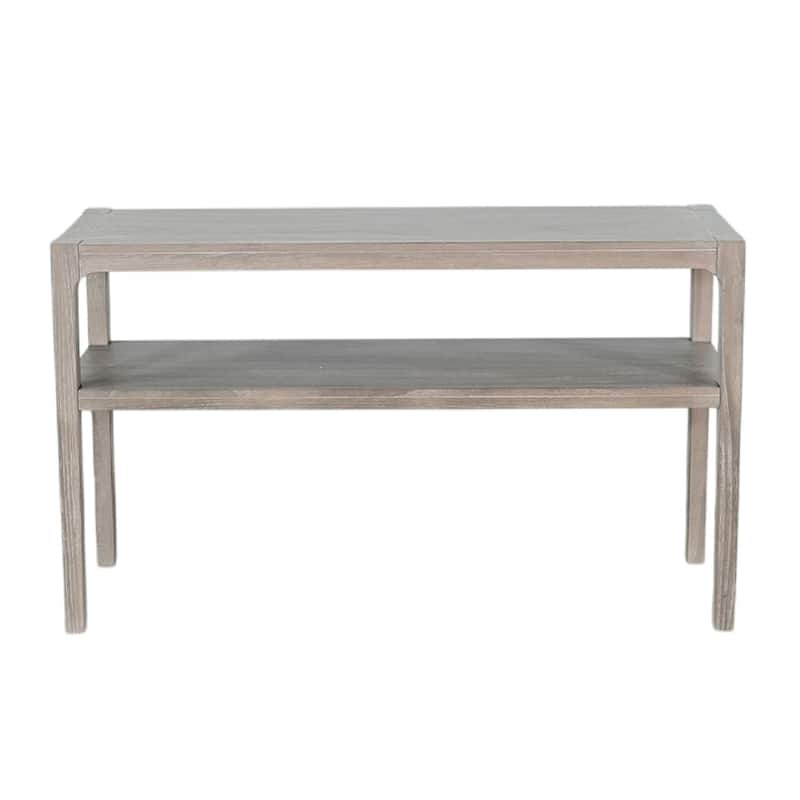 Fela Sofa Console Table, 48 Inch Top w Shelf, Natural Brown Solid Wood