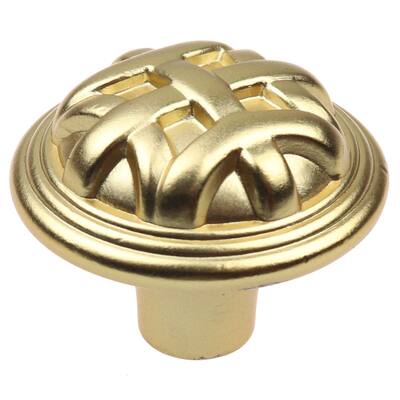 GlideRite 1-1/4-inch Gold Round Braided Cabinet Knobs (5-Pack) - Brass Gold