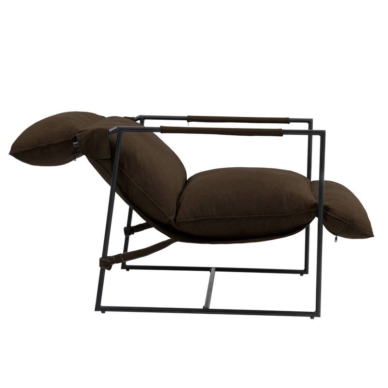 Metal Framed Sling Accent Chair with Bag Cushion