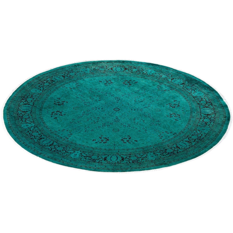 Fine Vibrance, One-of-a-Kind Hand-Knotted Area Rug - Green, 6' 1" x 6' 1" - 6' 1" x 6' 1"