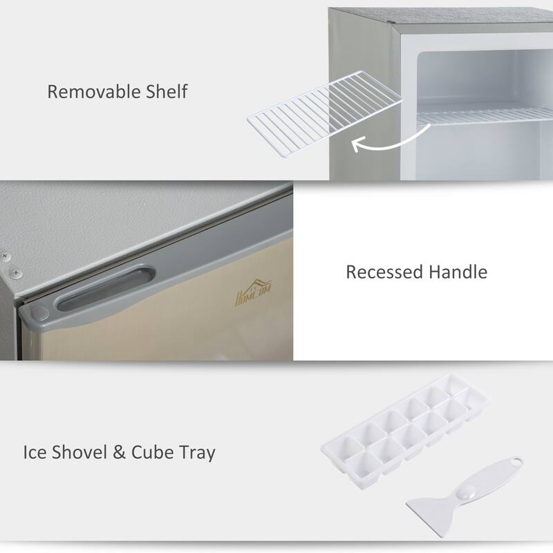 HOMCOM Mini Freezer Countertop, 1.1 Cu.Ft Compact Upright Freezer with Removable Shelves, Reversible Door for Home