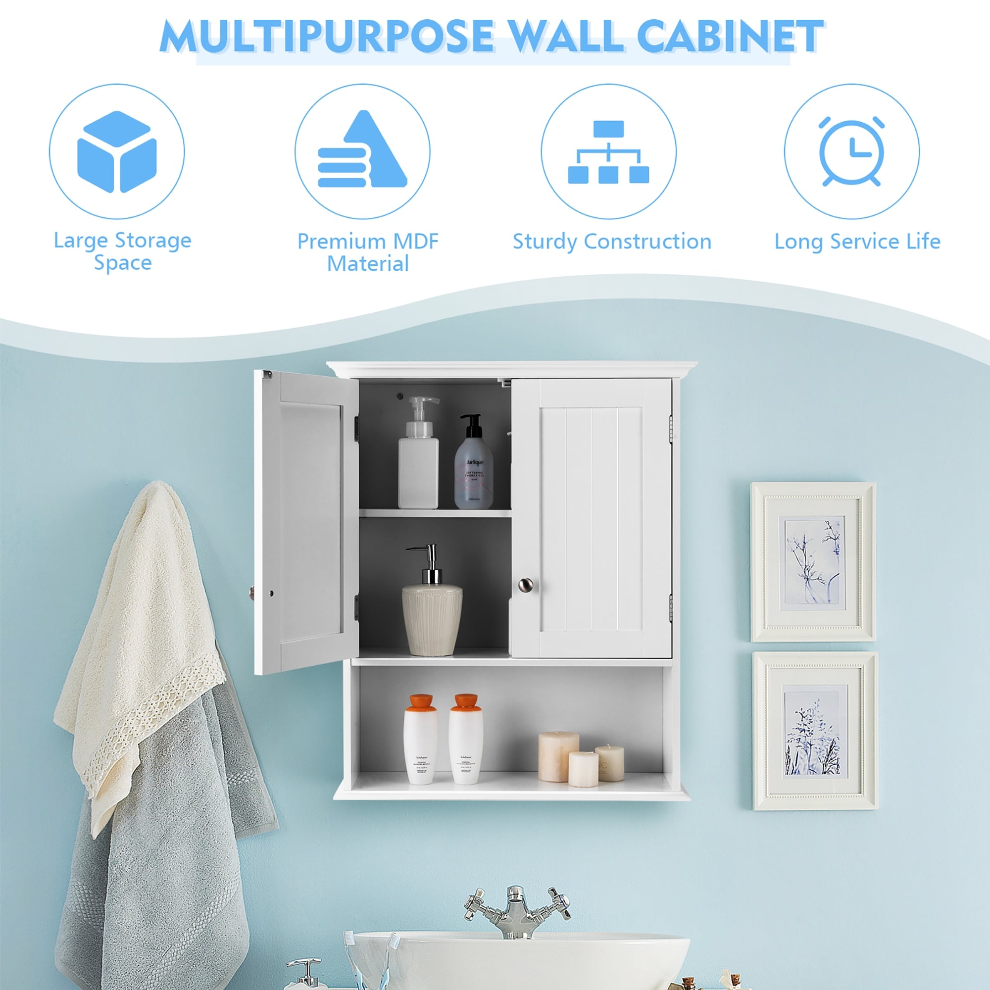 Bathroom Wall Mount Cabinet Wooden Cabinet Storage Organizer White - On  Sale - Bed Bath & Beyond - 34405075