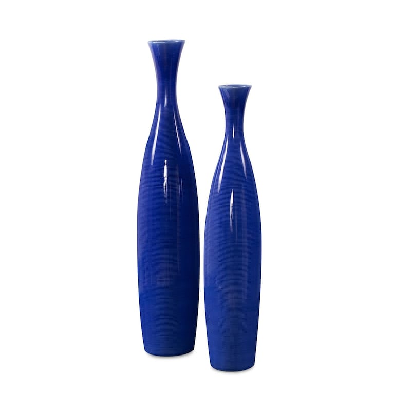 Allan Andrews Cobalt Blue Glaze Ceramic Vases - Set of 2