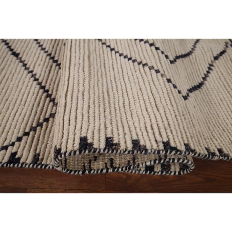 Trellis Moroccan Earth Tone Area Rug Hand-Knotted Wool Carpet - 7'9"x 10'11"