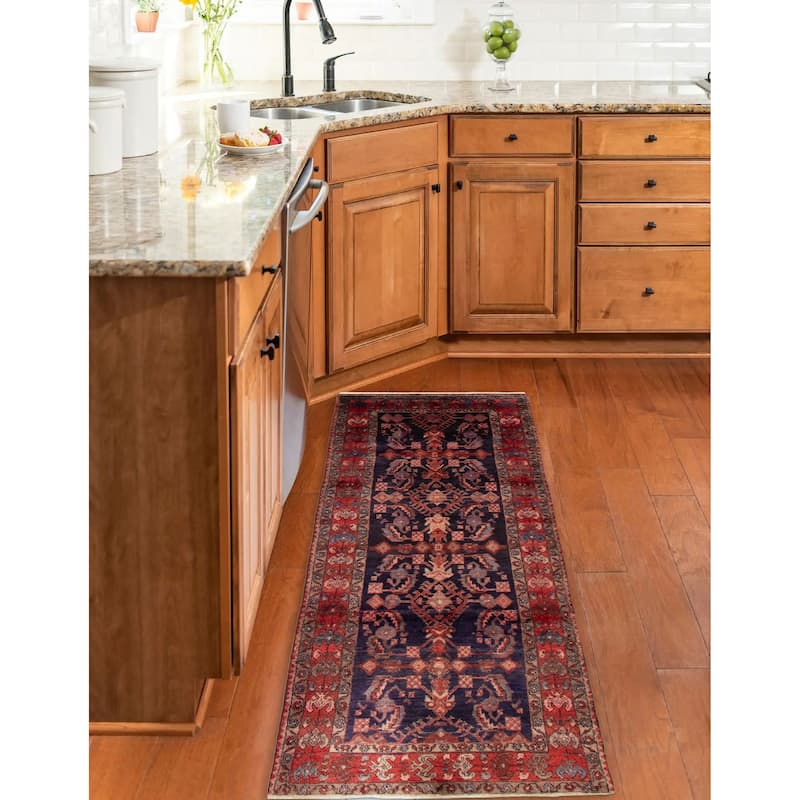 ECARPETGALLERY Hand-knotted Andelz Navy Wool Rug - 3'7 x 10'6
