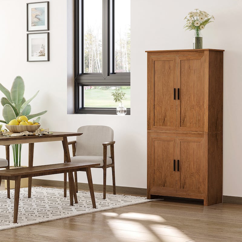 Particleboard Kitchen Storage Cabinet with Adjustable Shelves - 31.25" L x 13" W x 64" H