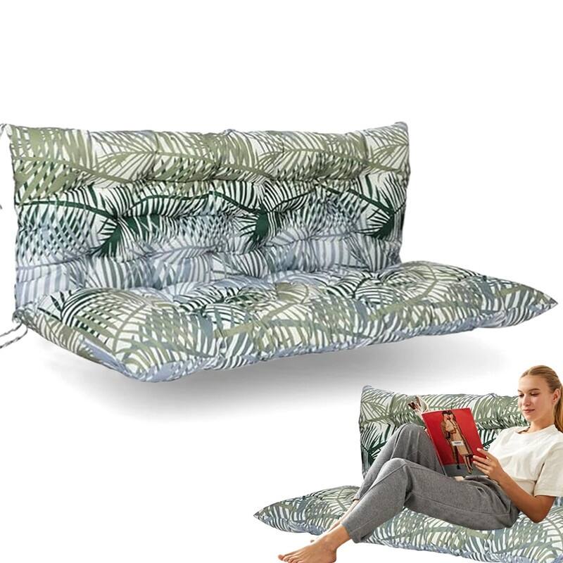 Swing Replacement Cushion, Outdoor Bench Cushions with Backrest Thicken 4", Patio Furniture Garden Porch Loveseat Glider Pad - 40*60IN - Bamboo Leaf