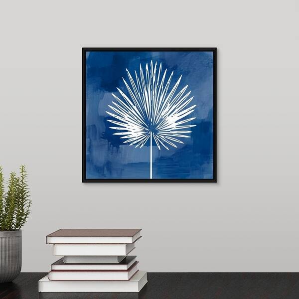 Shop Painted Sky Palm Leaf Ii Black Float Frame Canvas Art