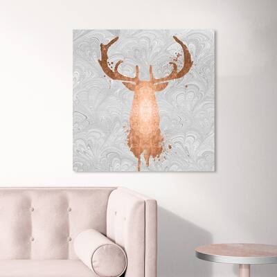 Oliver Gal 'Stag' Animals Wall Art Canvas Print Zoo and Wild Animals - Bronze, Gray
