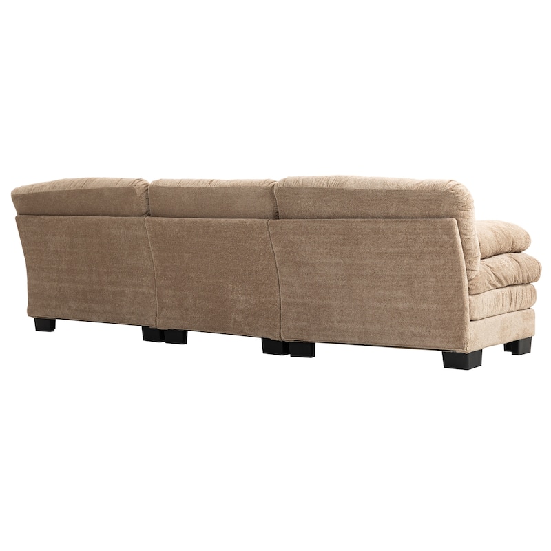 120.87" Chenille L-Shaped Sectional Sofa with Reversible Design, and 3-Seat Sleeper & Ottoman - Dual-Layer Cushion