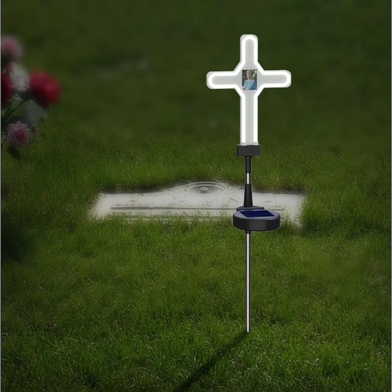 Solar LED Neon Cross Outdoor Garden Decor Stake Light - 2 Pack