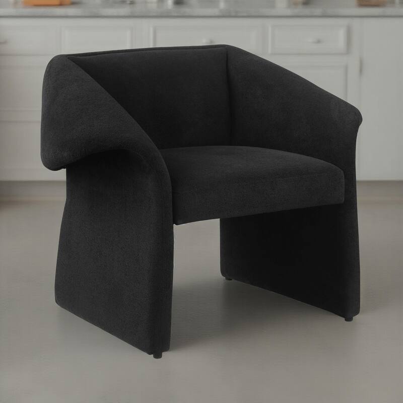 Allena Accent Chair, Contemporary Sloped Arms, Classic Black Fabric
