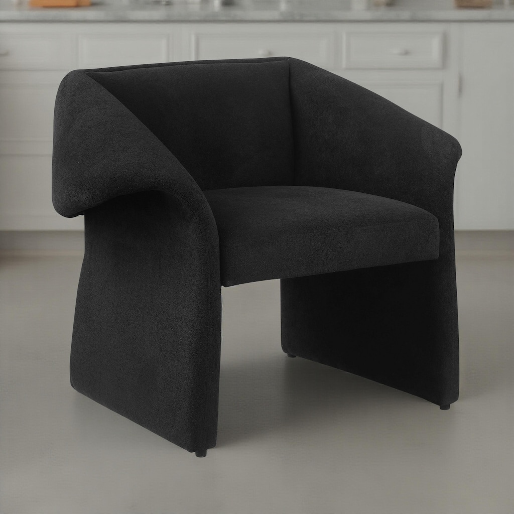Allena Accent Chair, Contemporary Sloped Arms, Classic Black Fabric
