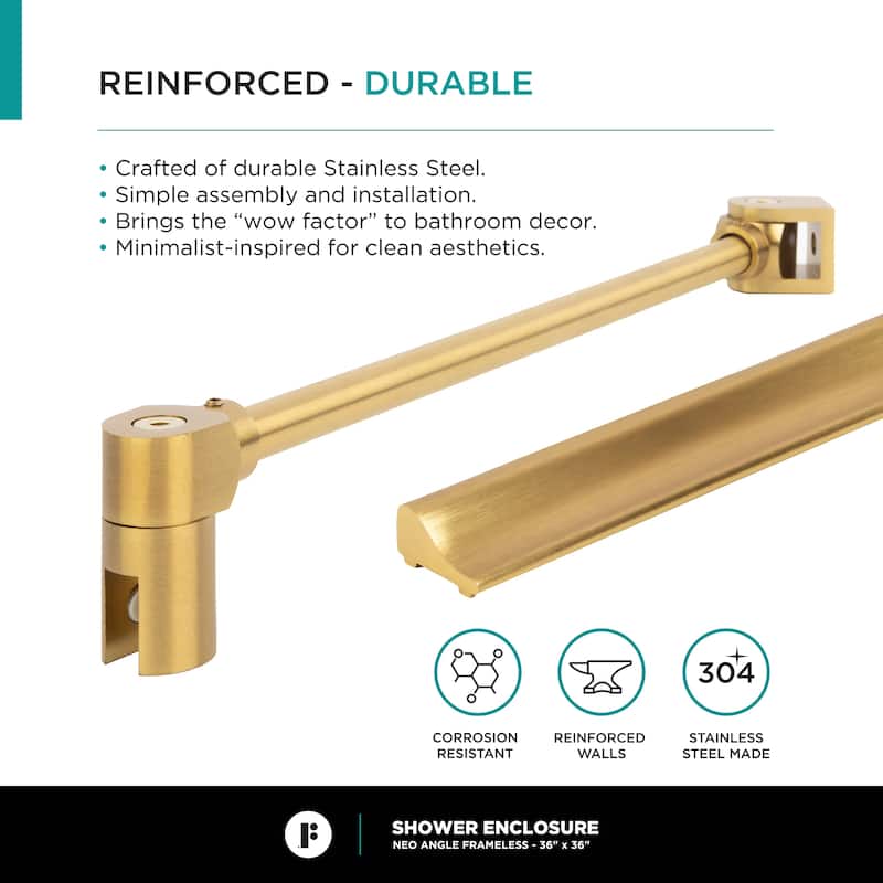 Fine Fixtures Shower Enclosure Neo Angle Frameless Tempered Glass