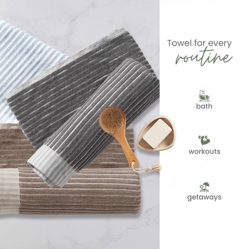 Martex Sculpted Stripe Tan Bath Towel
