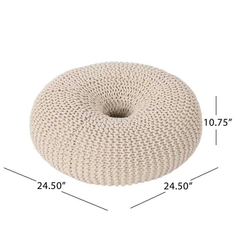 Charming Cotton Knitted Pouf for Versatile Home Use and Relaxation