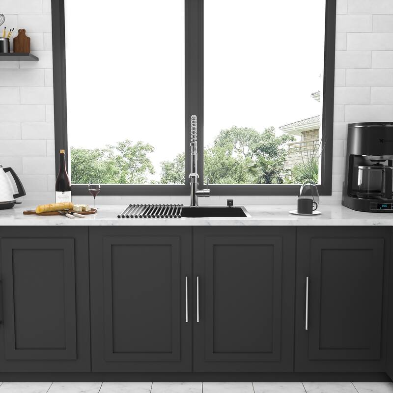 Drop-in 16 Gauge Single Bowl Stainless Steel Kitchen Sink in Gunmetal Black - 25'' x 22'' x 10''