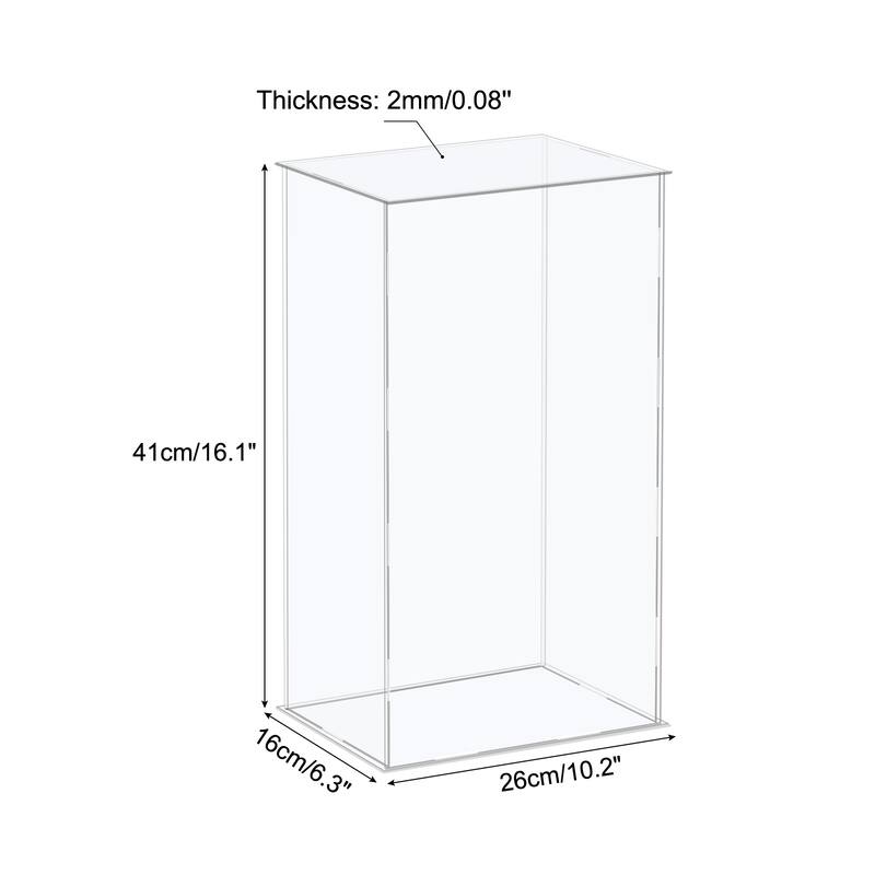 Acrylic Display Case Plastic Box Storage Box Clear Assemble Showcase - 10.2x6.3x16.1 Inch