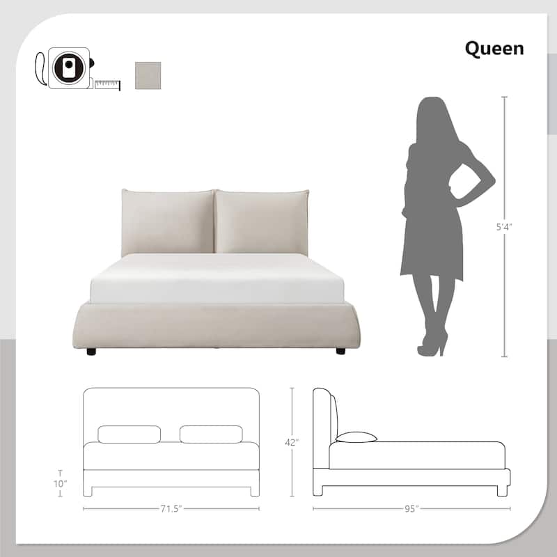 Layton Chenille Upholstered Platform Bed, Queen
