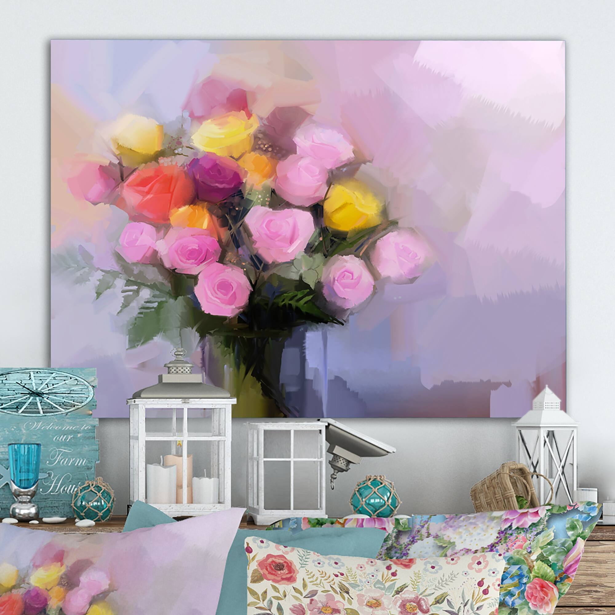 Designart "Modern Still Life Bouquet" Traditional Canvas Wall Decor