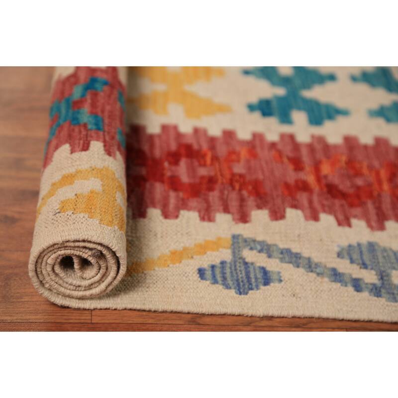 South Western Style Kilim Large Rug Hand-Woven Oriental Wool Carpet - 10'1"x 16'1"