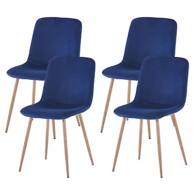 Set of 4 Fabric Dining Chair Dining Table Chair Blue Side Chair