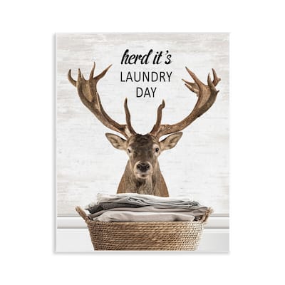 Stupell Herd It's Laundry Day Elk Wall Plaque Art Design By Lettered and Lined